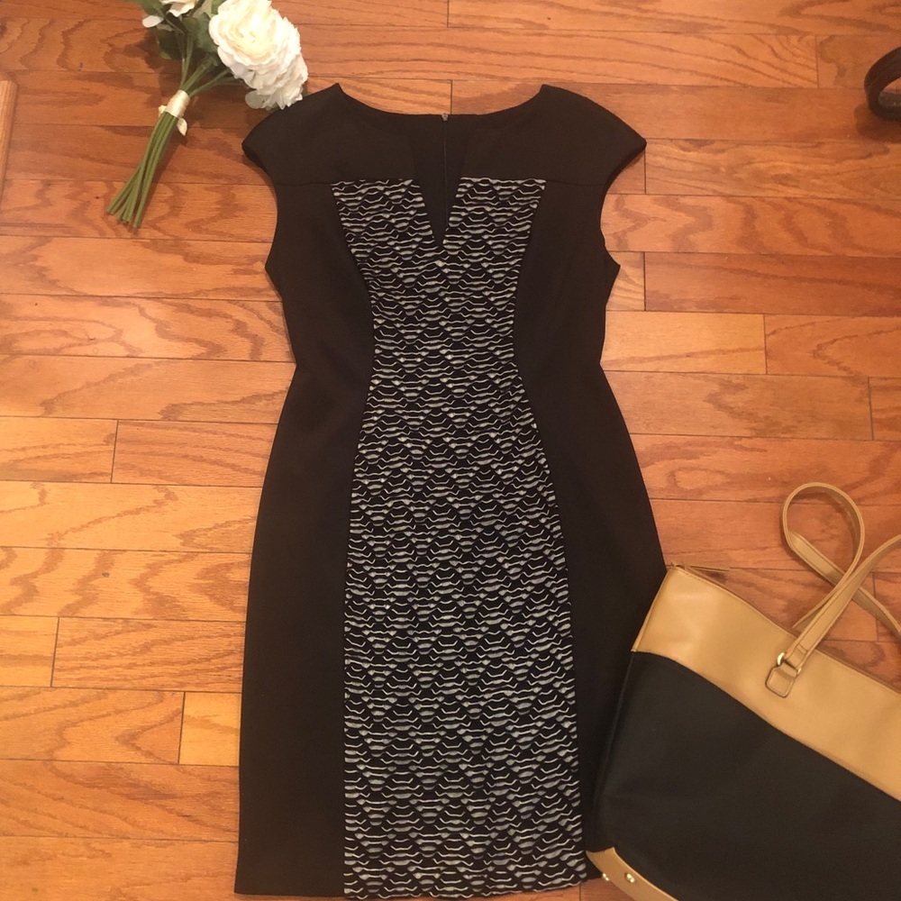 Black Patterned Work/Career Dress- Size 10